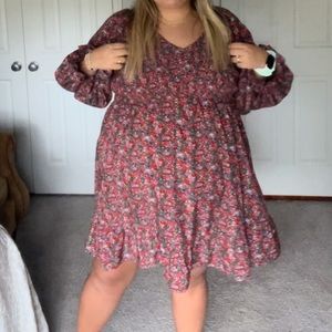 Long sleeve floral smocked dress